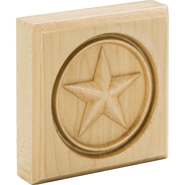 3-1/2 Wx7/8Dx3-1/2H Maple Star Rosette